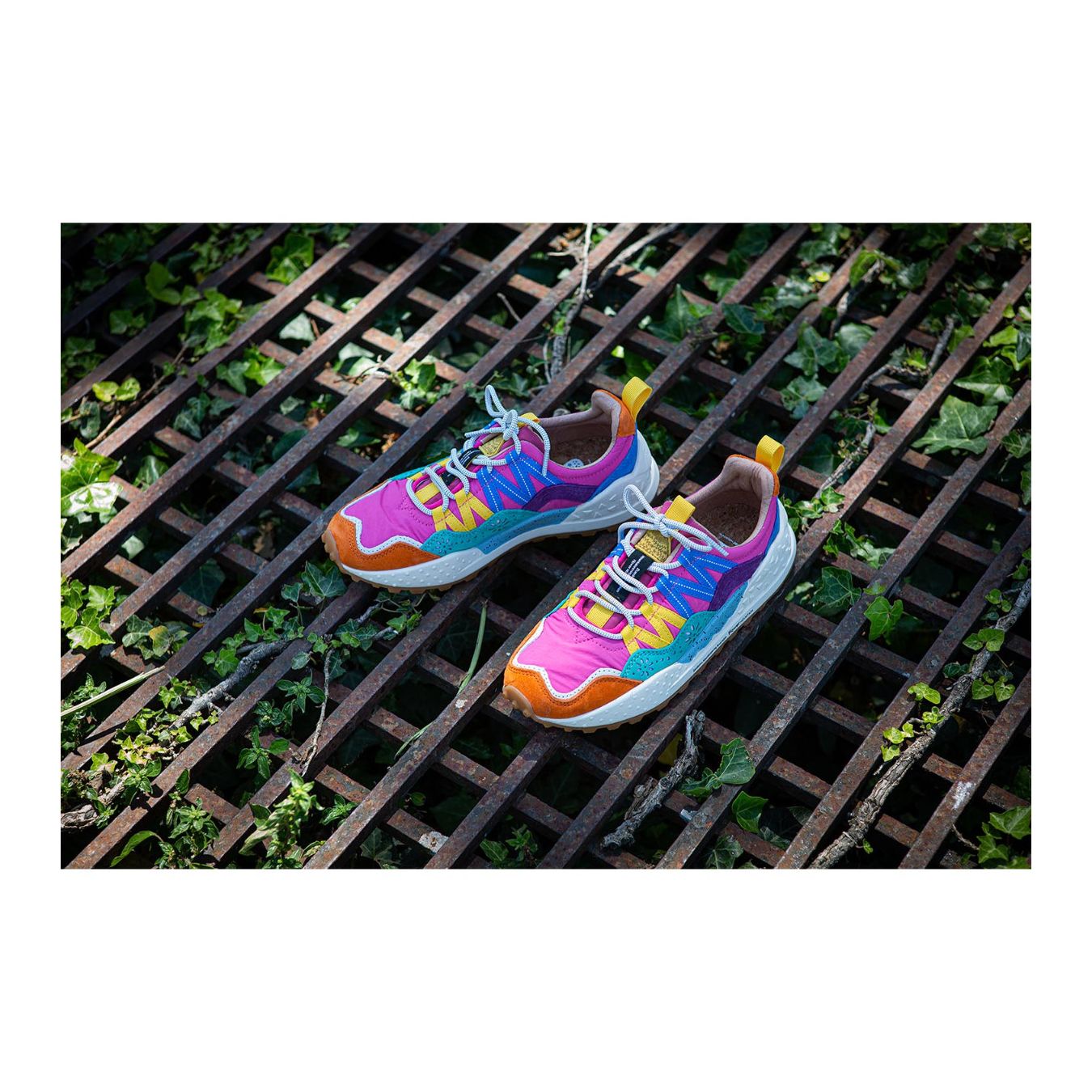 flower mountain sneakers washi arancio verde rosa