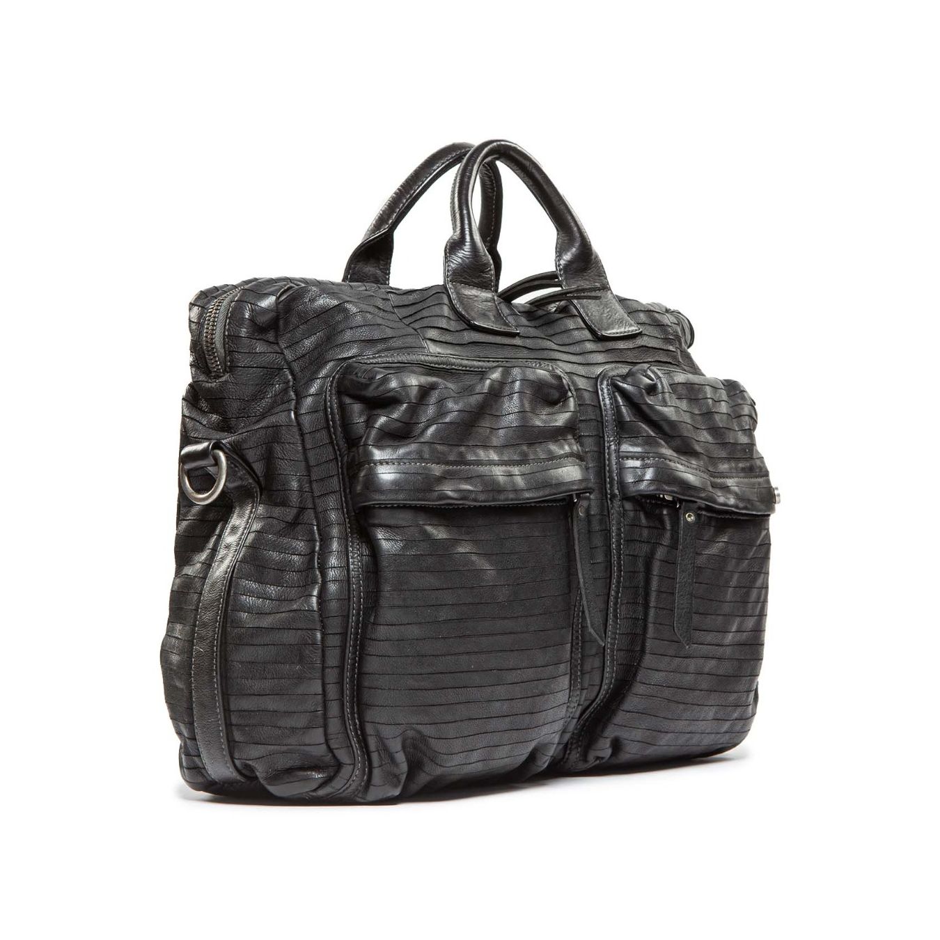 cartella MORFEO ARPA in pelle nera tasche esterne