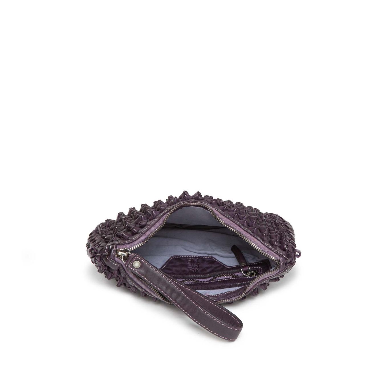 101 meme clutch DILETTA nodi in pelle ametista interno