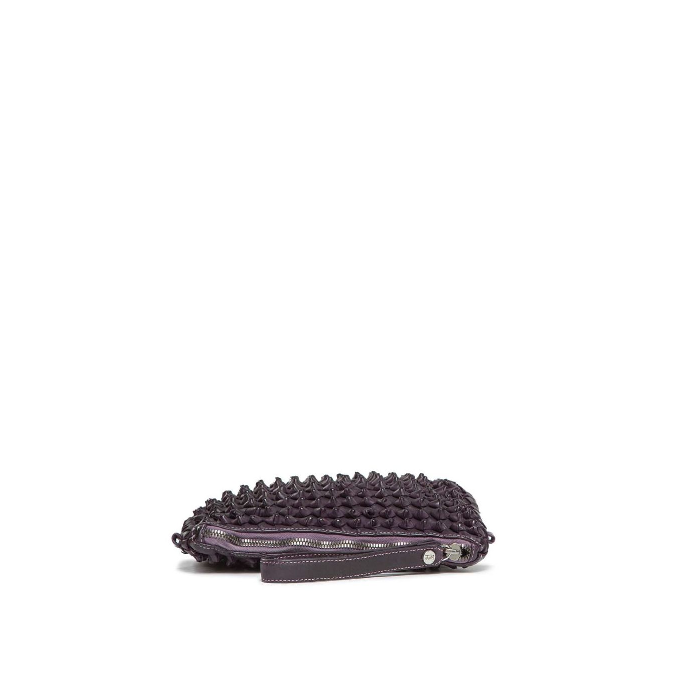 101 meme clutch DILETTA nodi in pelle ametista chiusura zip