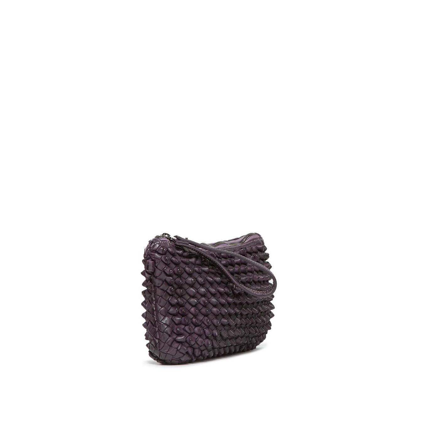 101 meme clutch DILETTA nodi in pelle ametista laccetto polso