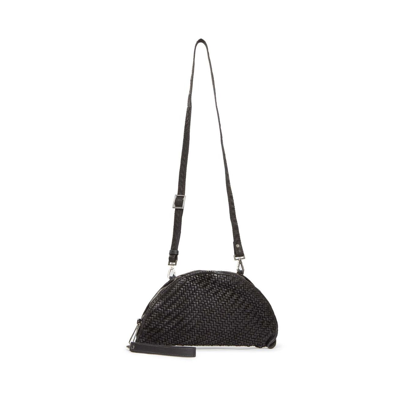 101 meme clutch LORETTA in pelle nera con tracolla regolabile