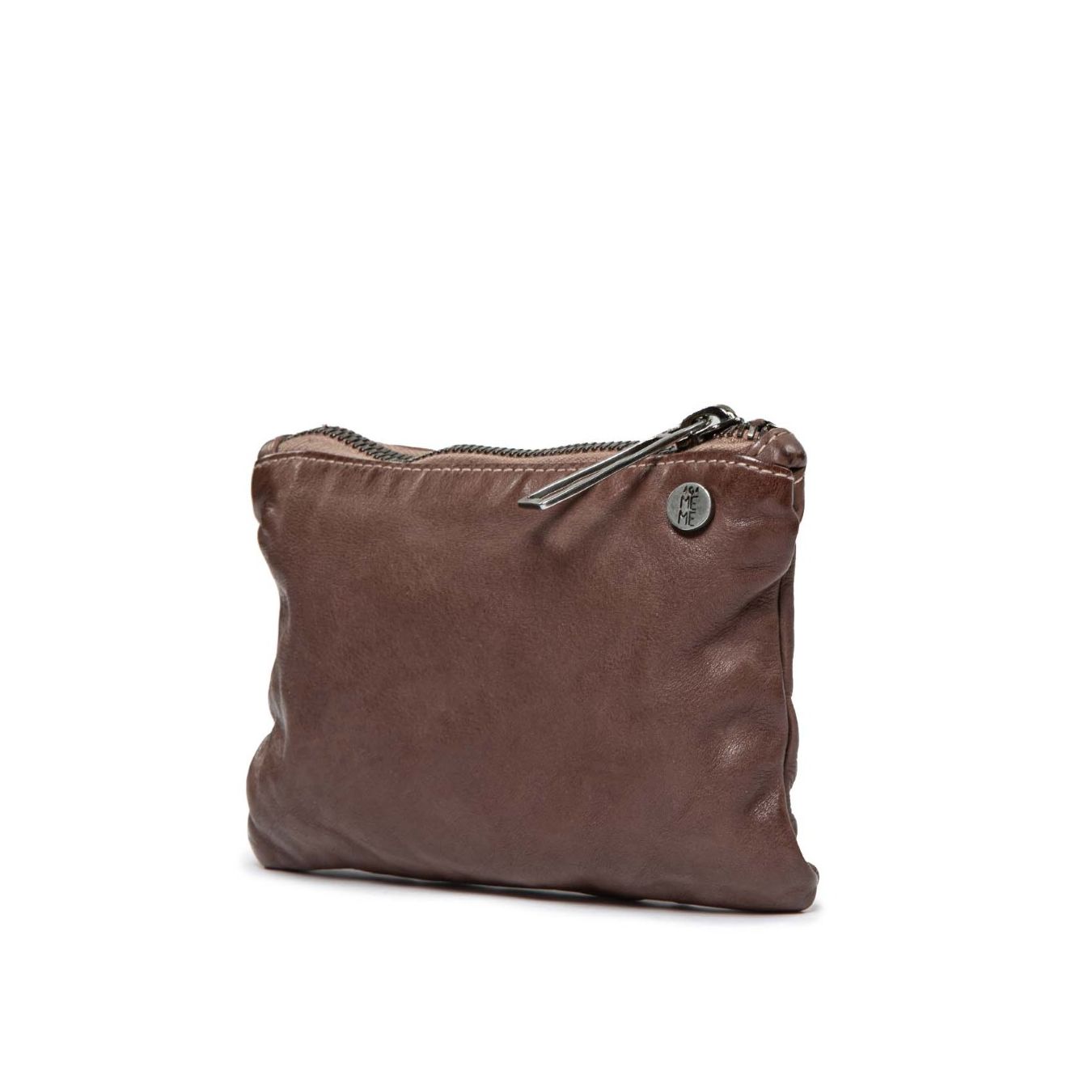 101 meme clutch ATHENA in pelle dark taupe chiusura zip
