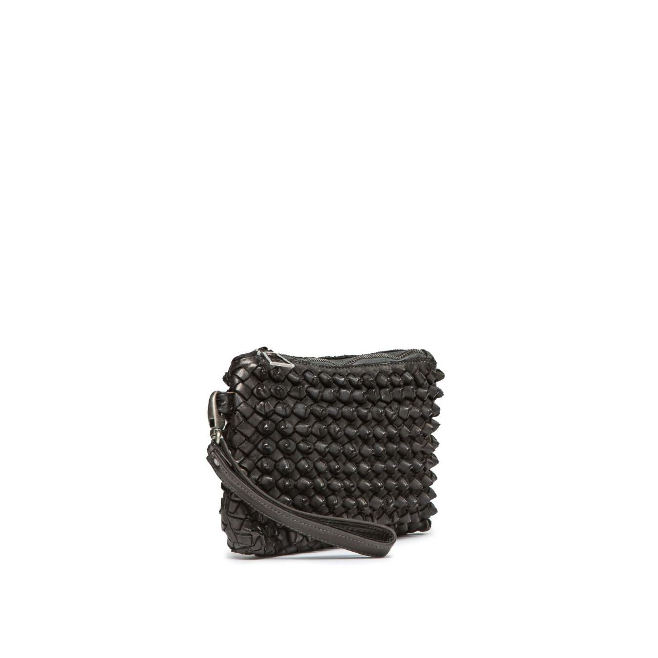 101 meme clutch DILETTA NODI in pelle nera zip