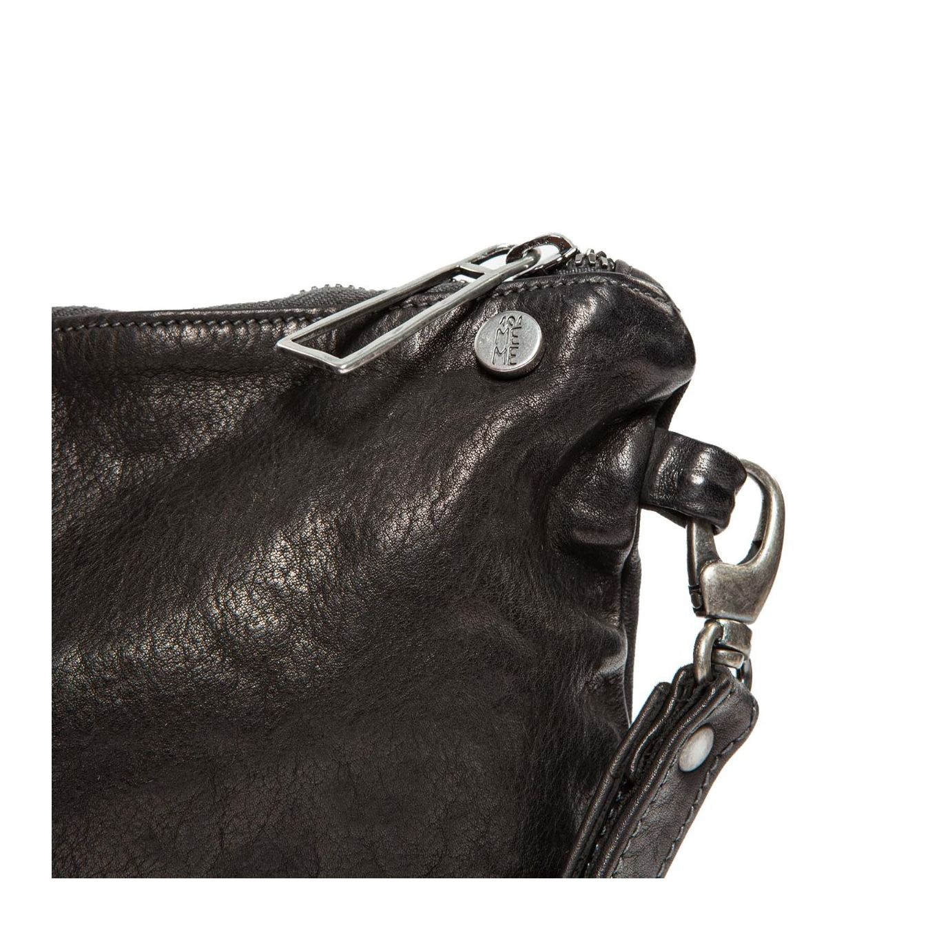 101 meme clutch POLLY NEW in pelle nera  zip