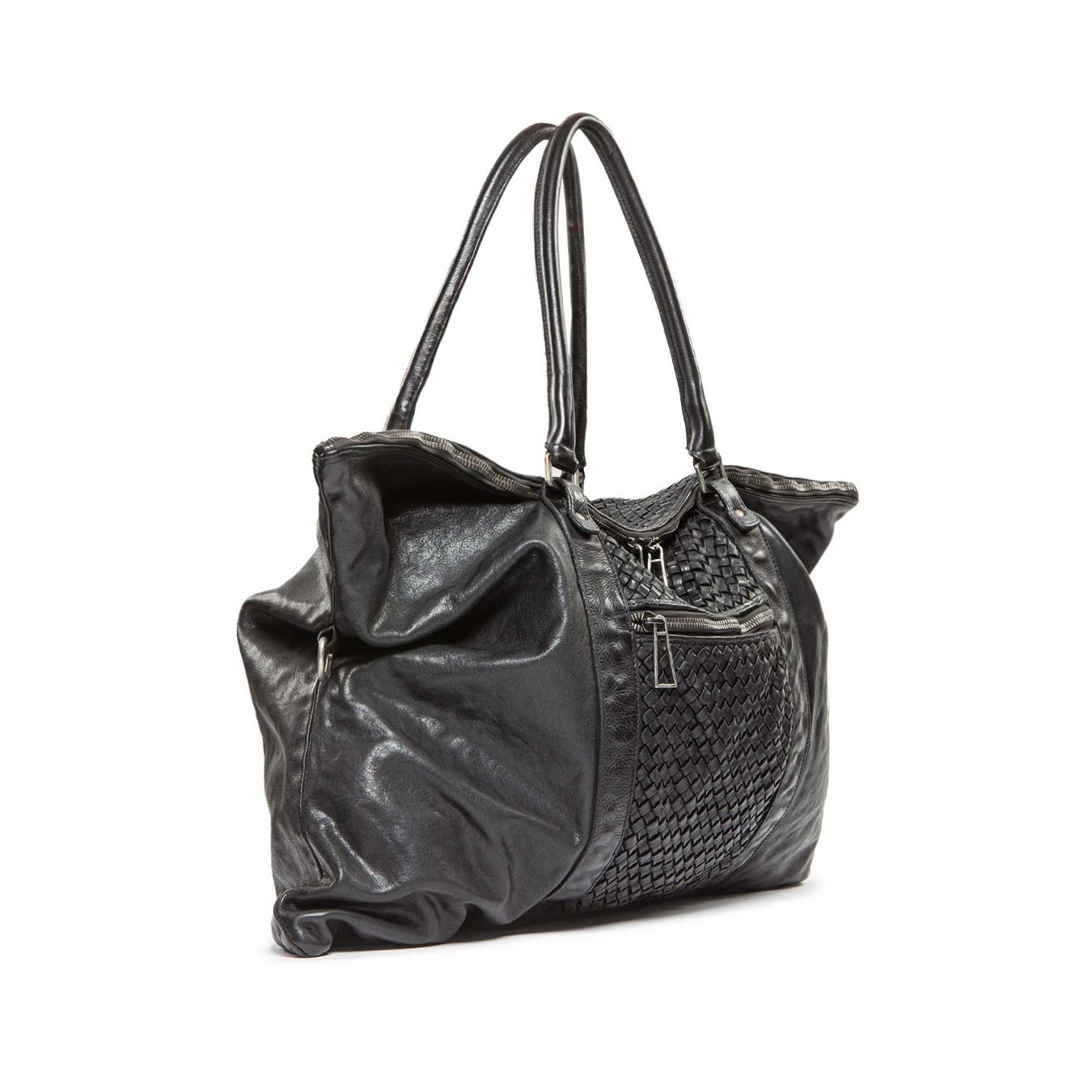 101 meme shopper GINEVRA MESH in pelle nera  manici