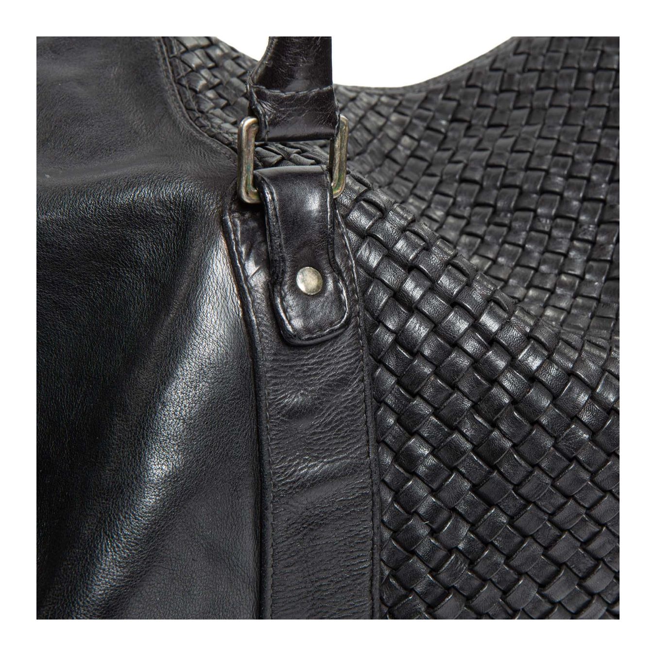 101 meme shopper GINEVRA MESH in pelle nera  gancio