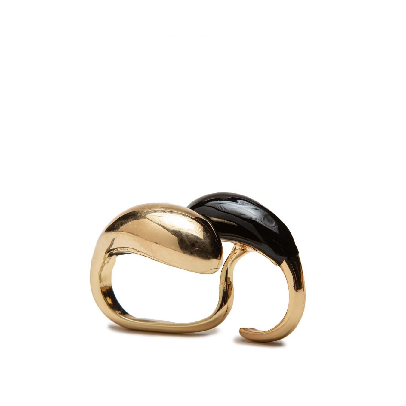 anello a goccia in ottone e pietra nera 