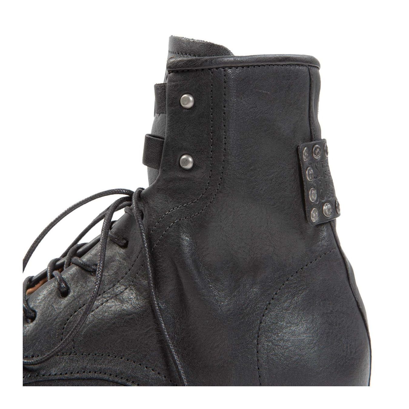 as98 anfibi STATIC in pelle nera lato