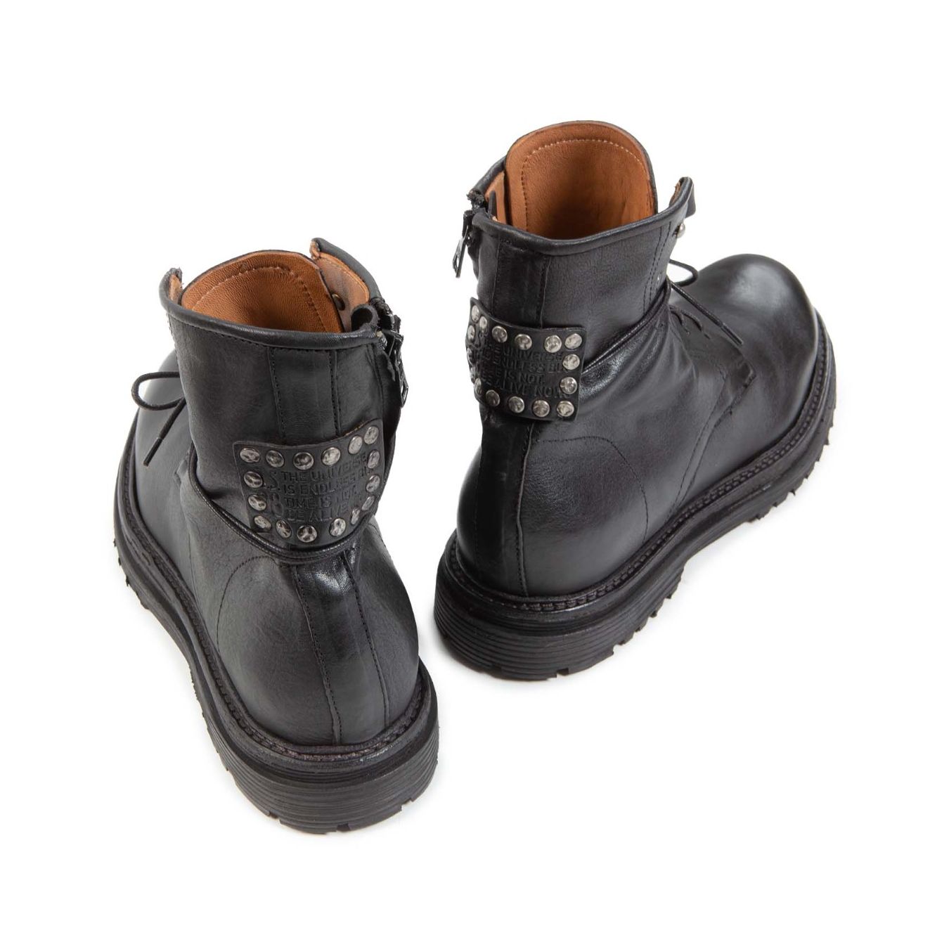 as98 anfibi STATIC in pelle nera alto