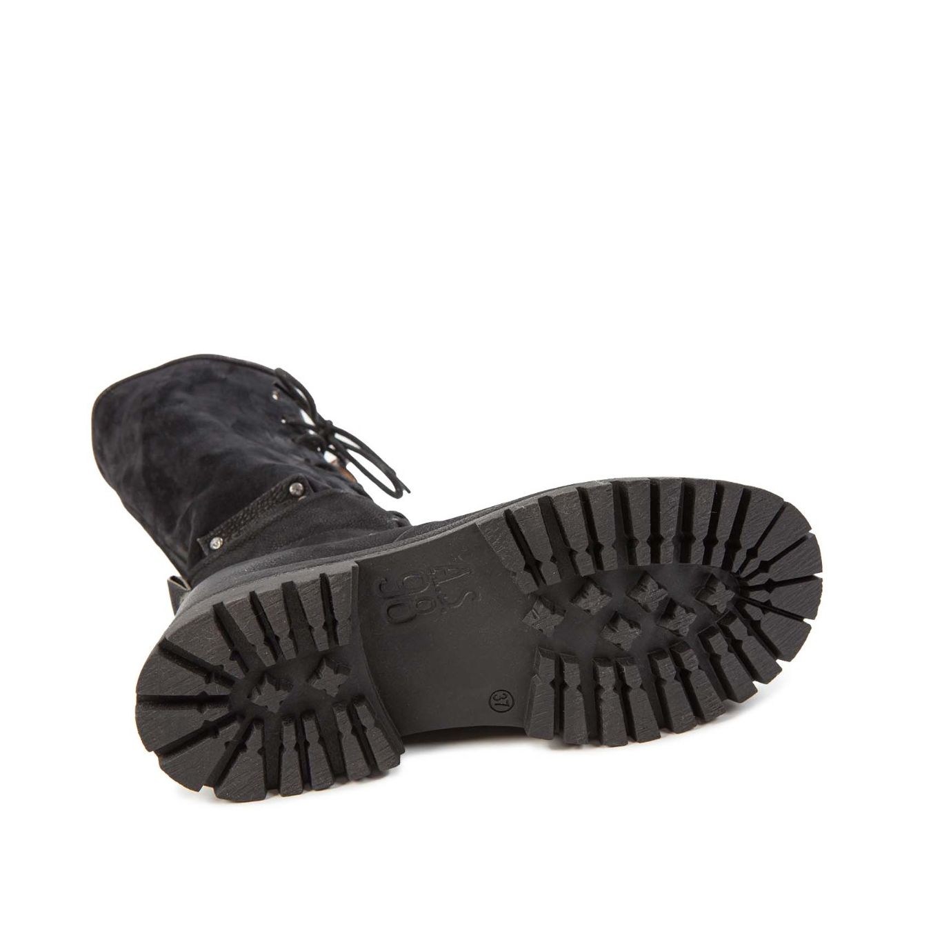 anfibi 3/4 DIBLA in pelle nera suola