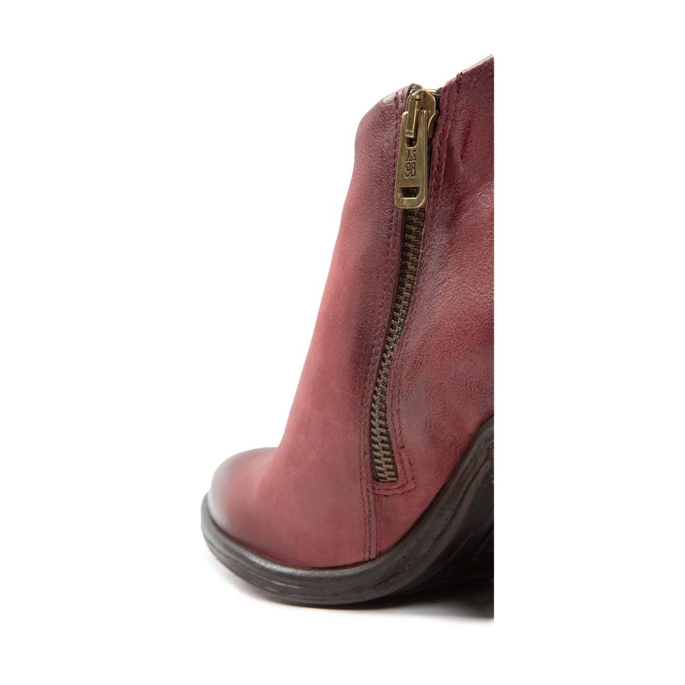 as98 accollato RITHM in pelle rosso madera zip