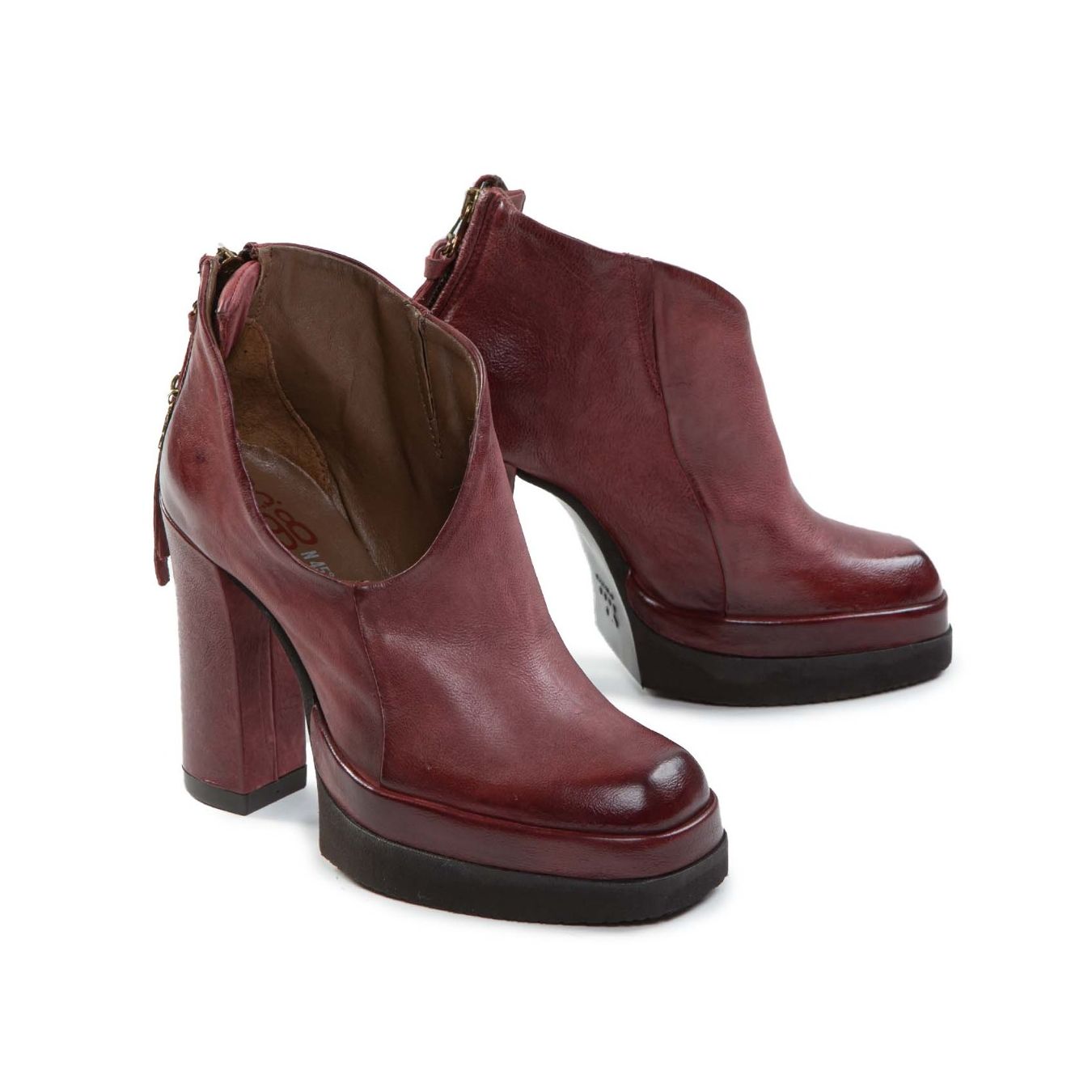 accollato VIVENT in pelle rosso madera  tacco