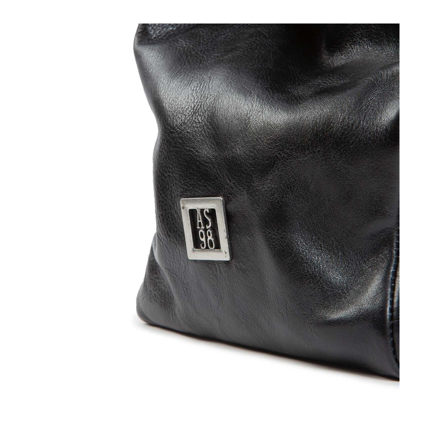 as98 cartella JESSYE in pelle nera logo