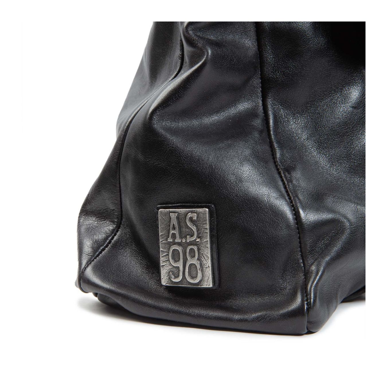 as98 cartella SEBASTIAN in pelle nera logo