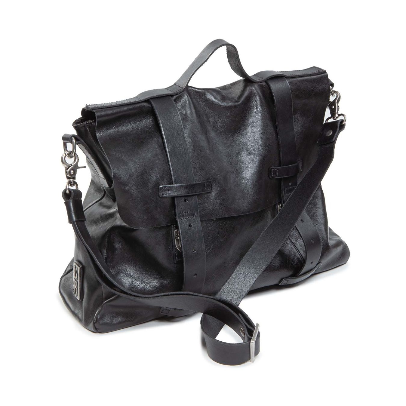 as98 cartella SEBASTIAN in pelle nera con tracolla