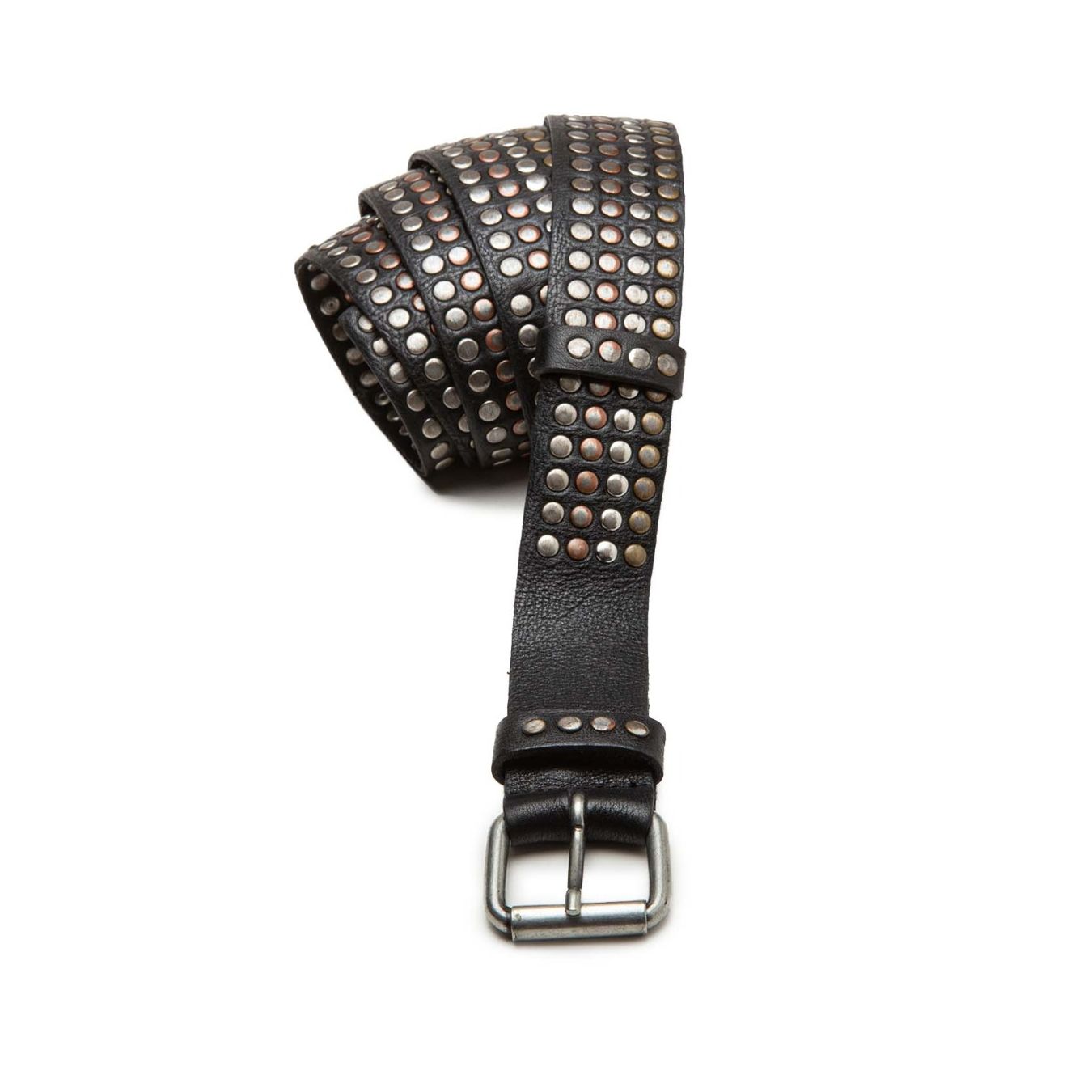 cintura con borchie in pelle nera cinghia