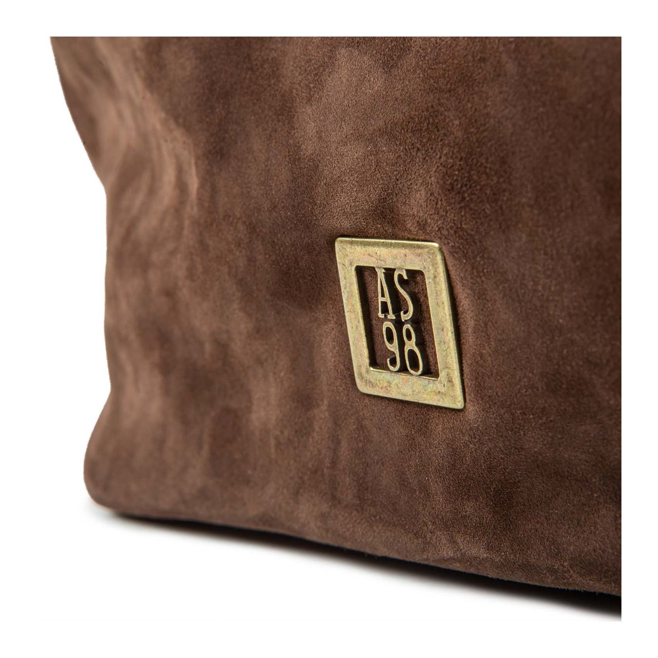 a.s.98 clutch in camoscio ebano logo