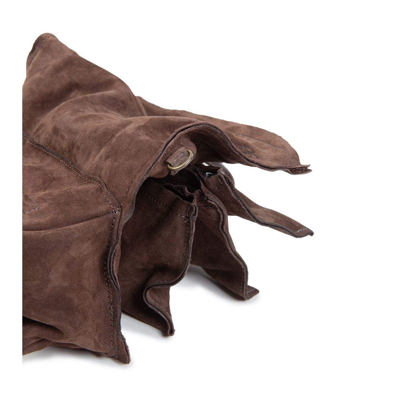 as98 clutch MARGARET in camoscio ebano  gancio per tracolla