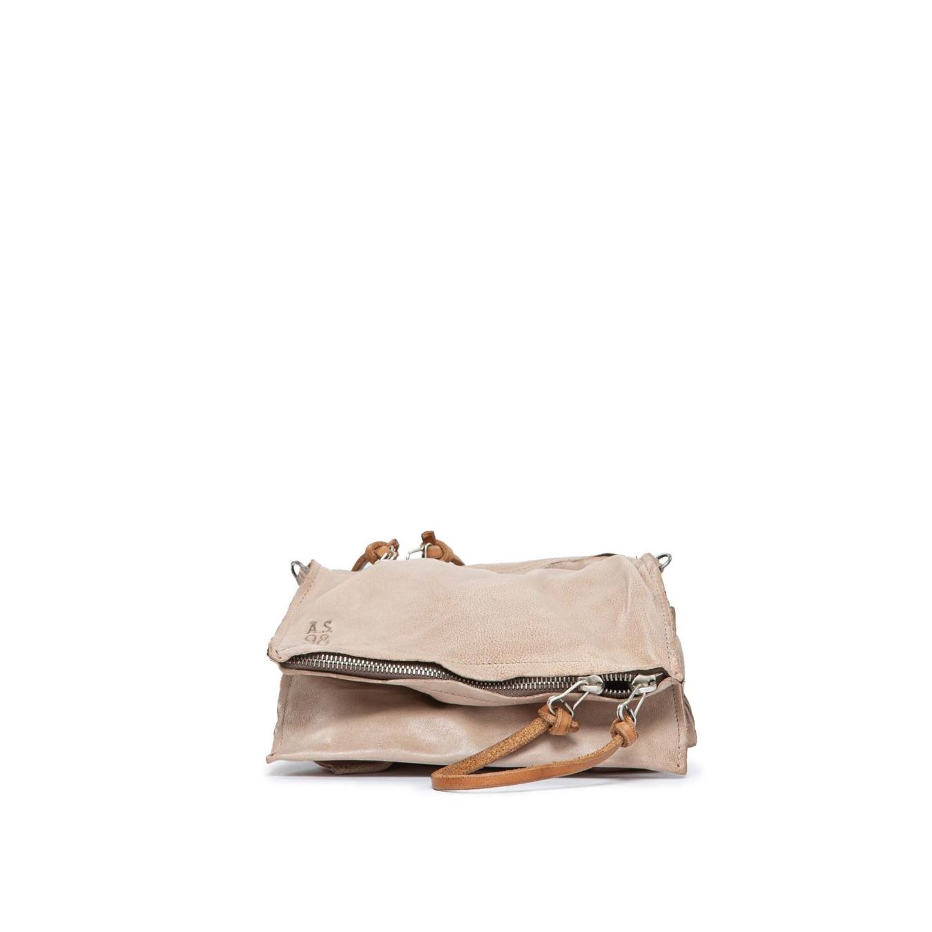 clutch soffietto pelle beige