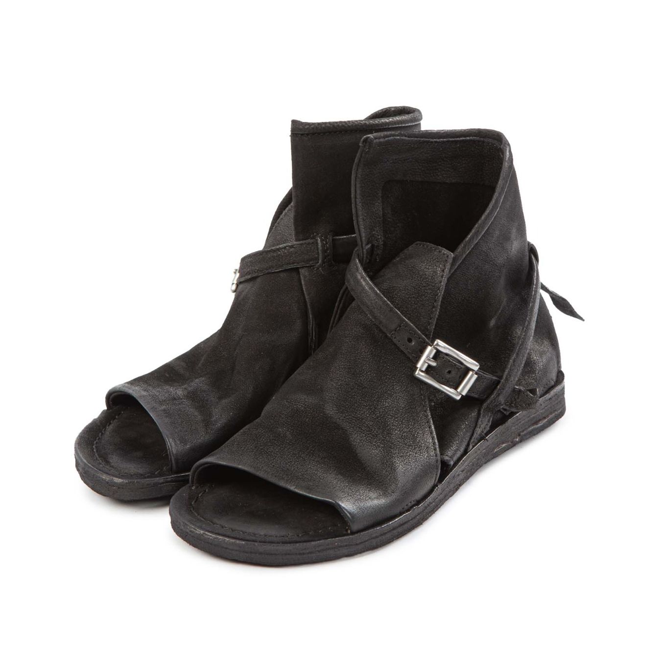 sandali fibbia in pelle nera  sopra