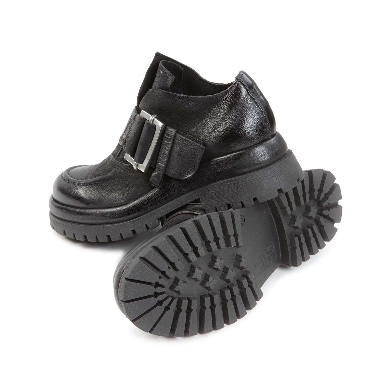 slipon DIBLA con fibbia in pelle nera as98 sotto