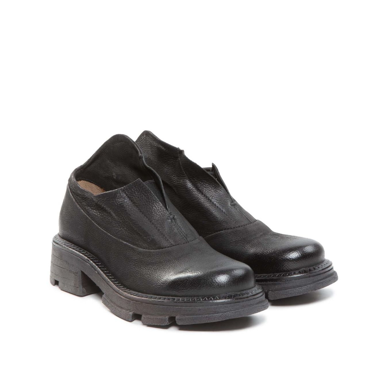 slipon LANE con scollo V in pelle nera as98 scarpe donna