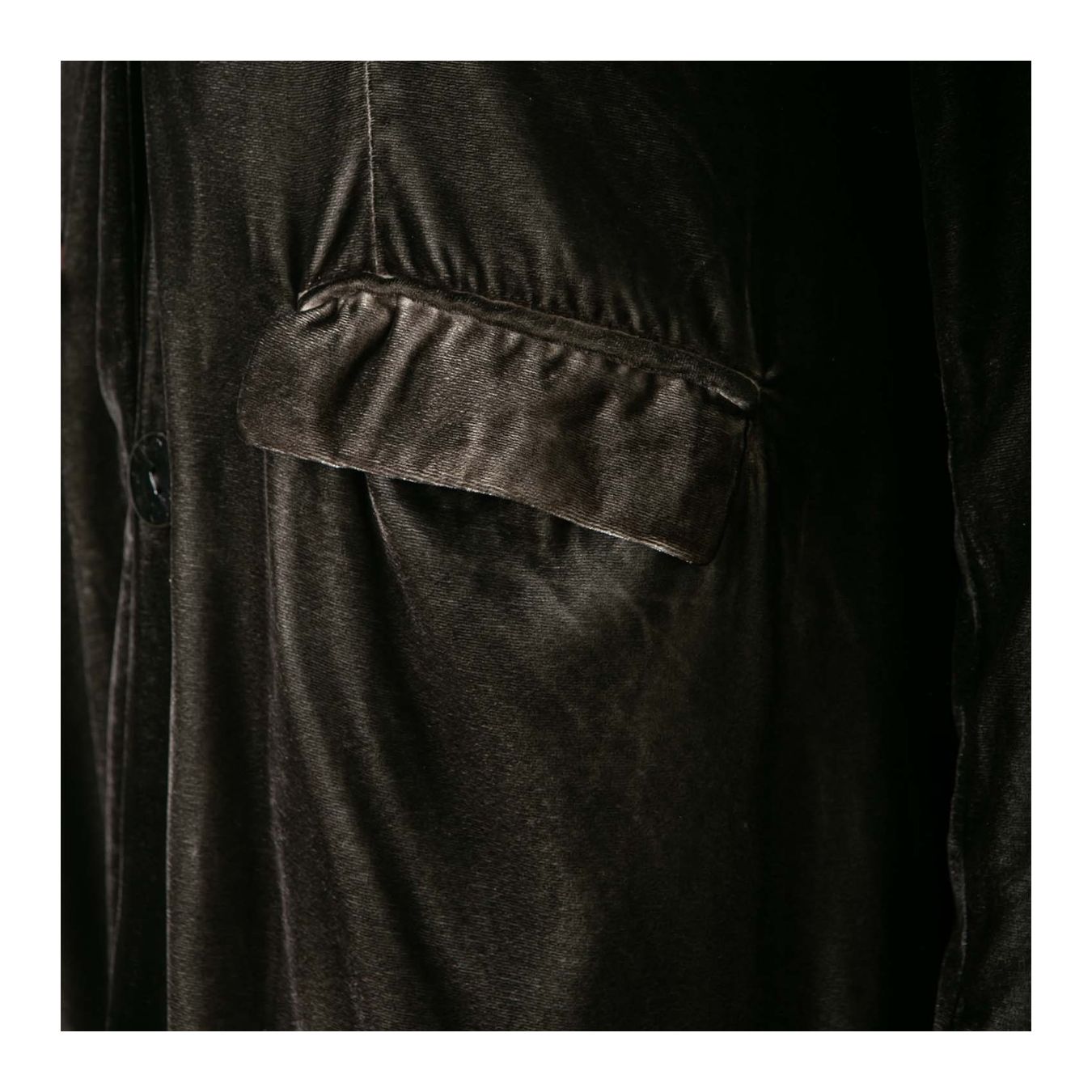 cappotto lungo in velluto nero tasca