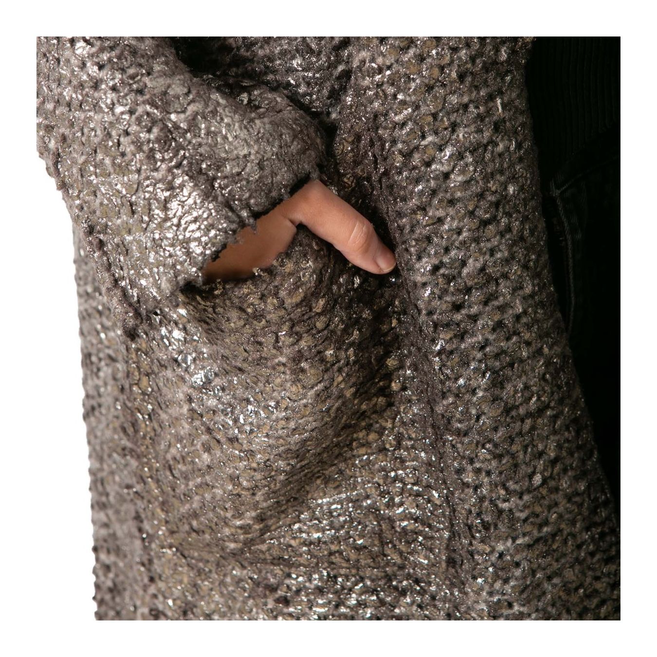 cardigan lungo laminato tasca