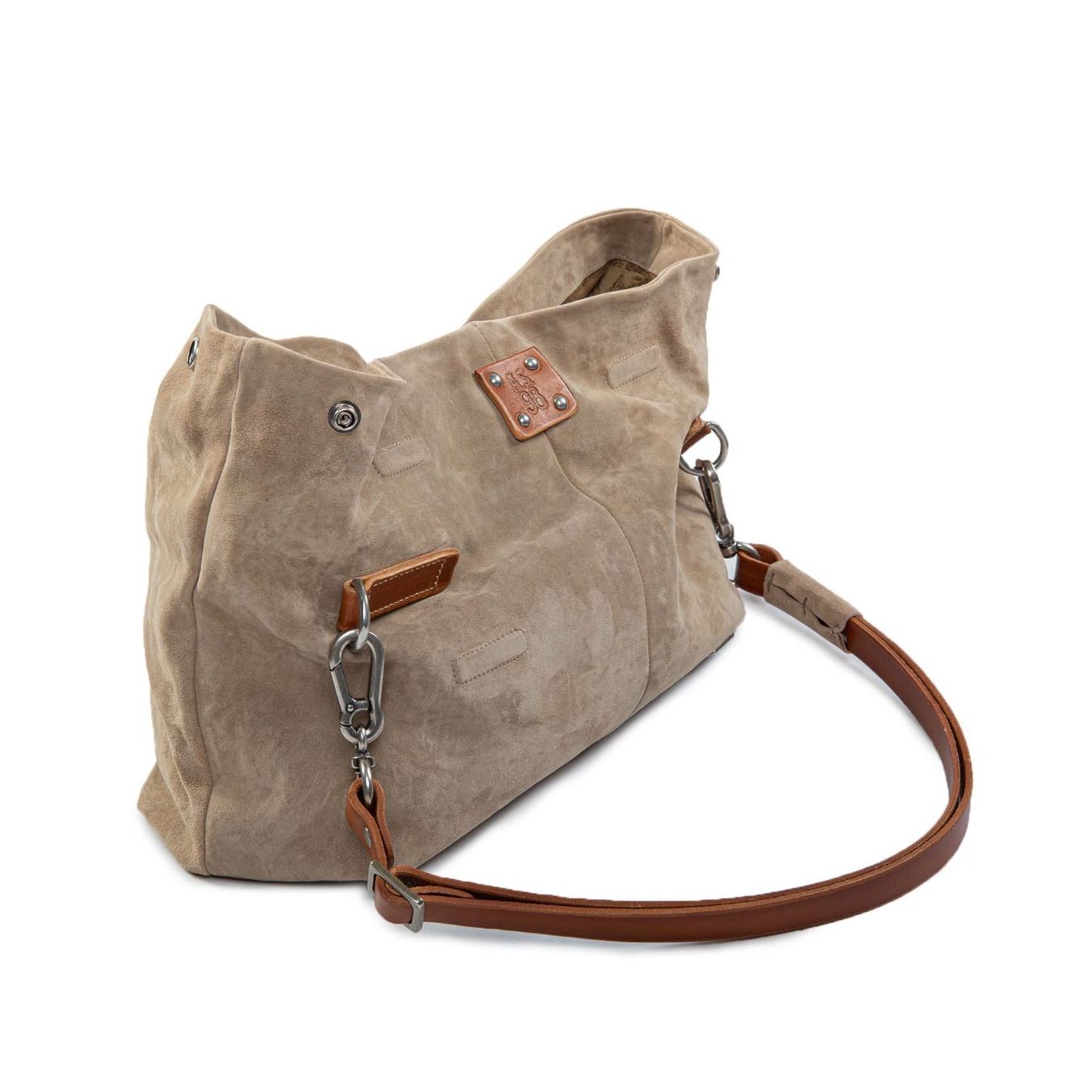 baguette patta in pelle beige lato aperta