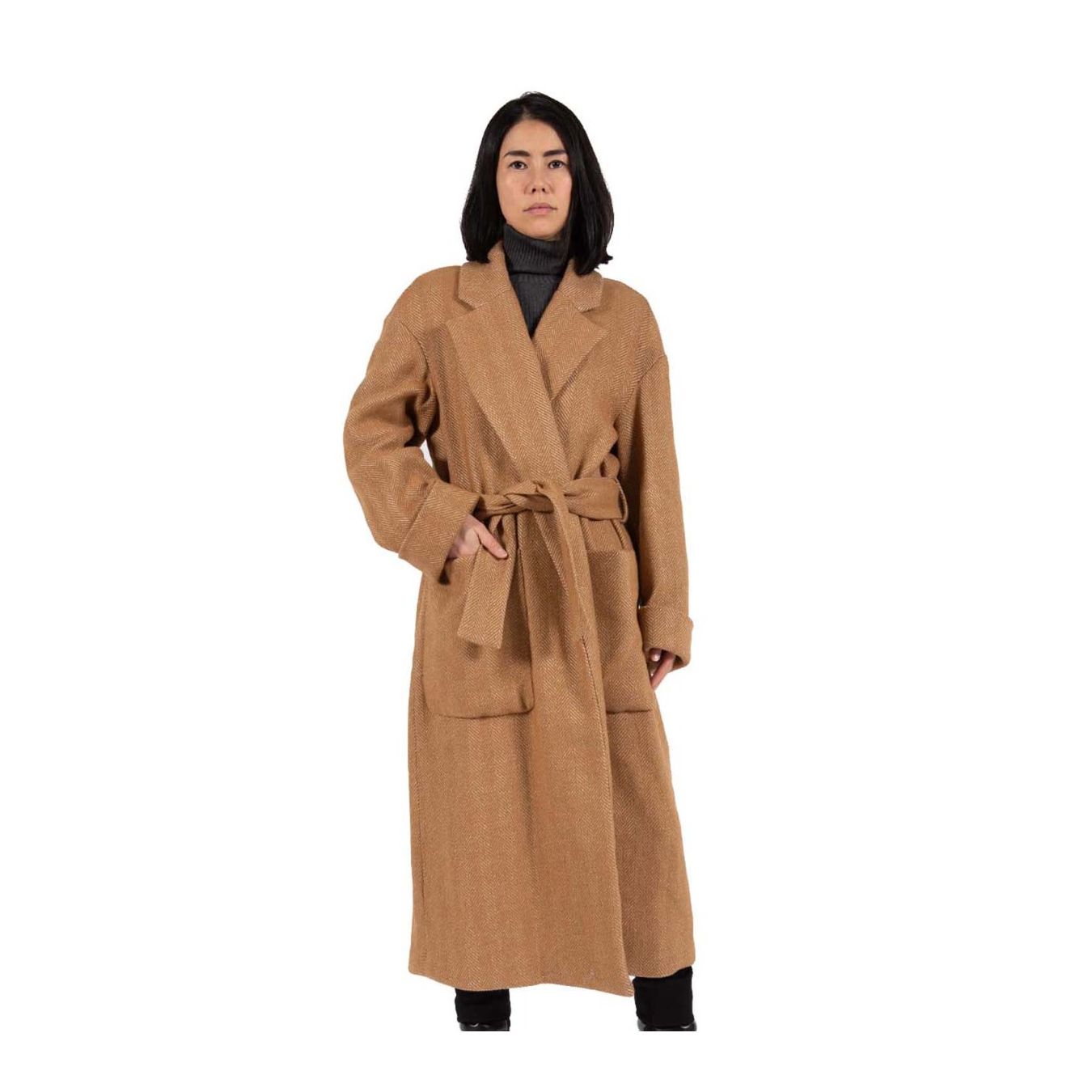 cappotto in resca di lino cammello