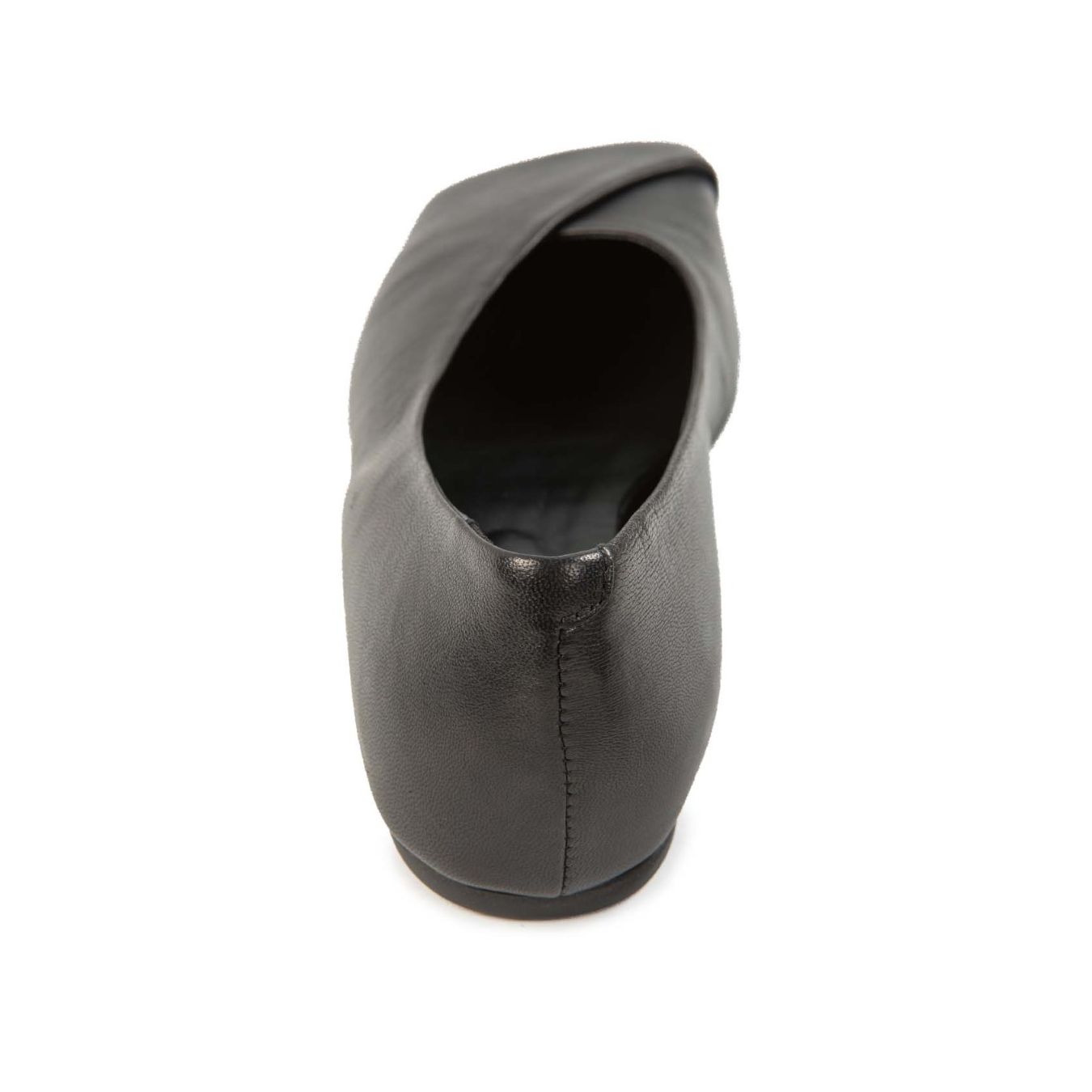 ballerina con punta quadra in pelle nera  dietro