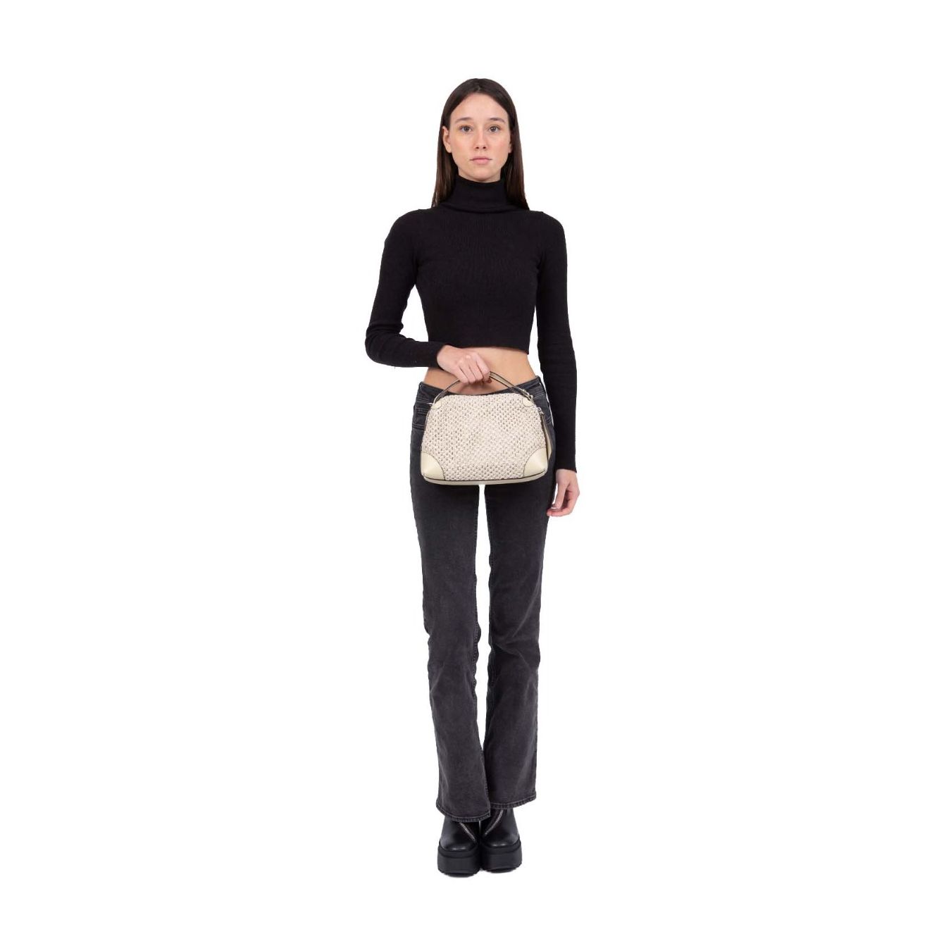 bauletto alifa in rafia bianco