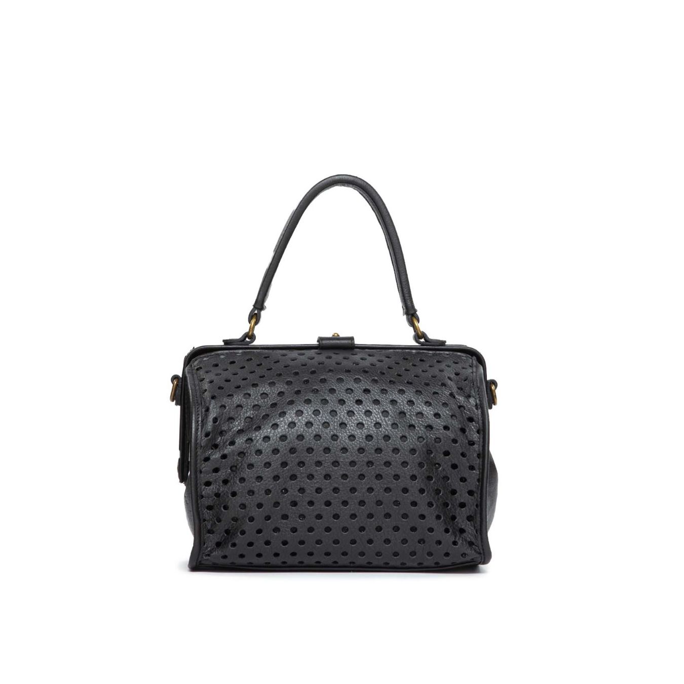 RARO borsa bauletto DOC in pelle forata nera