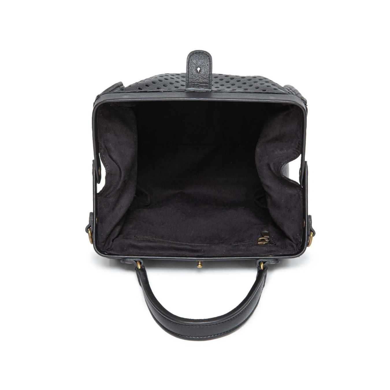bauletto pelle forata nera doc raro