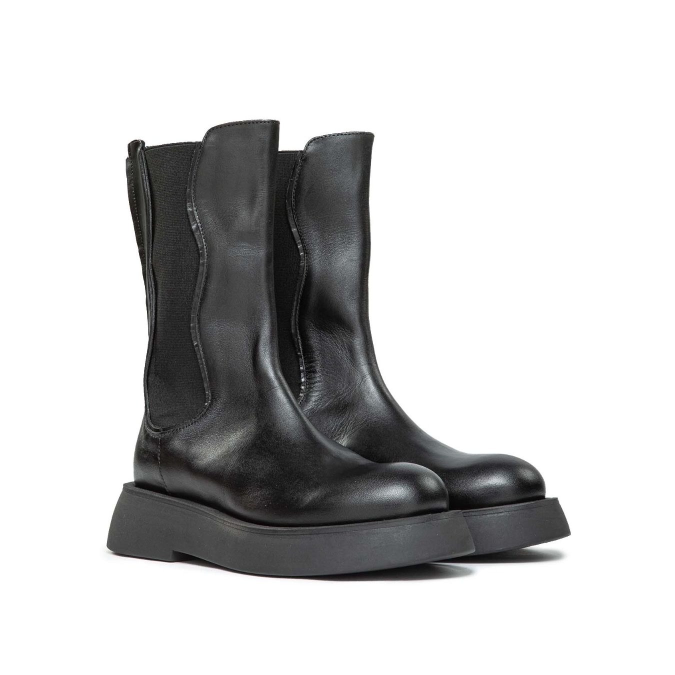 	
beatles fondo platform in pelle nera