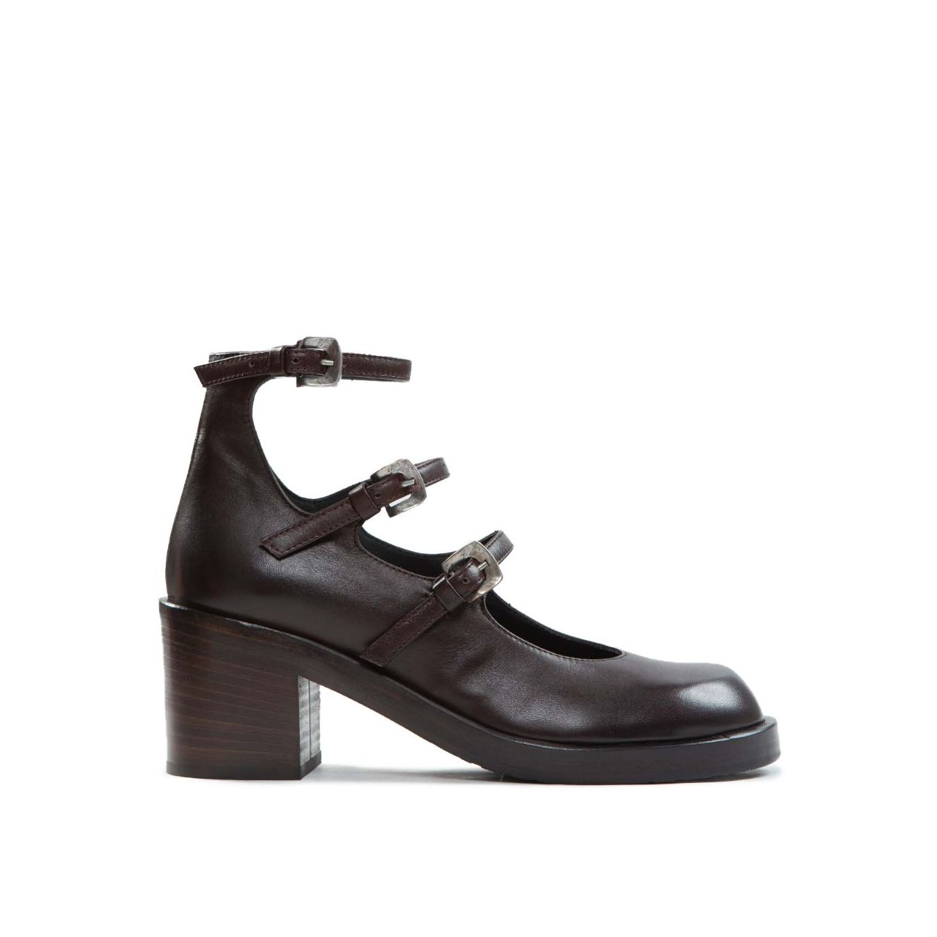 bebe con fibbie in pelle amaranto 