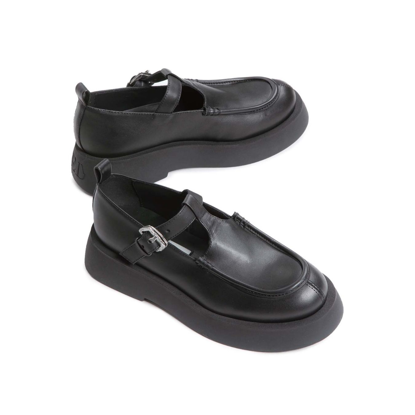 bebe platform in pelle nera  enresto dolani