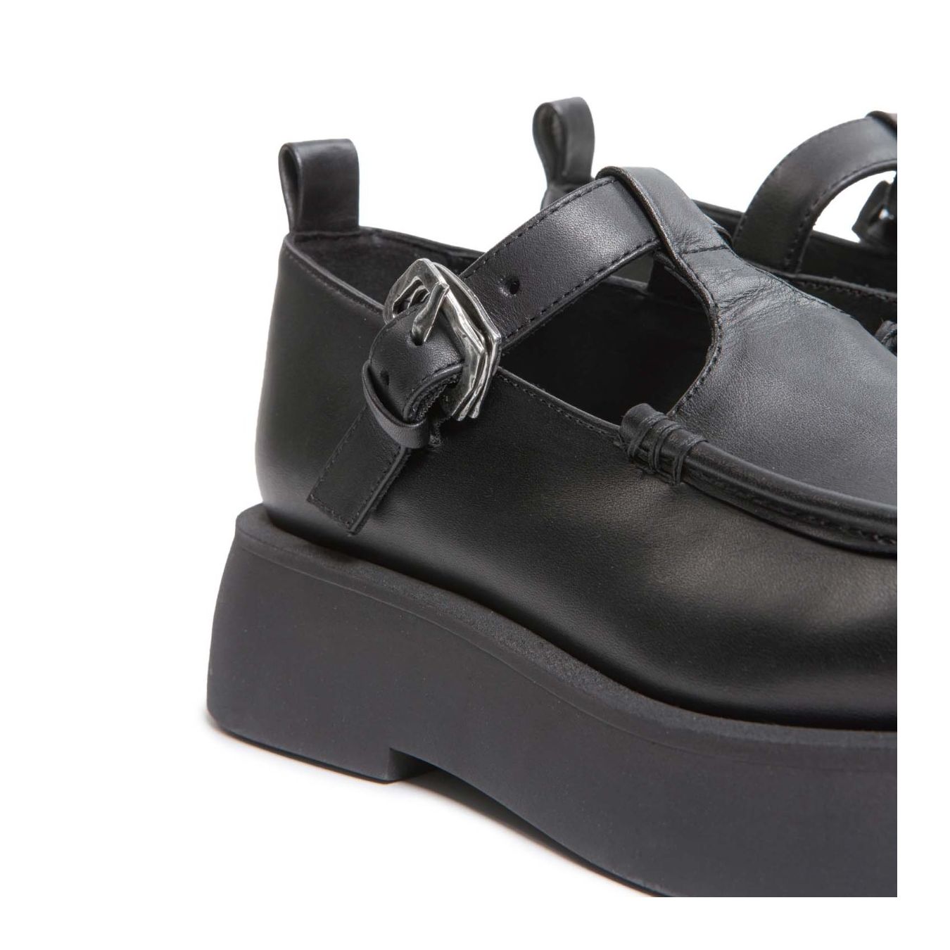 bebe platform in pelle nera  enresto dolani fibbia