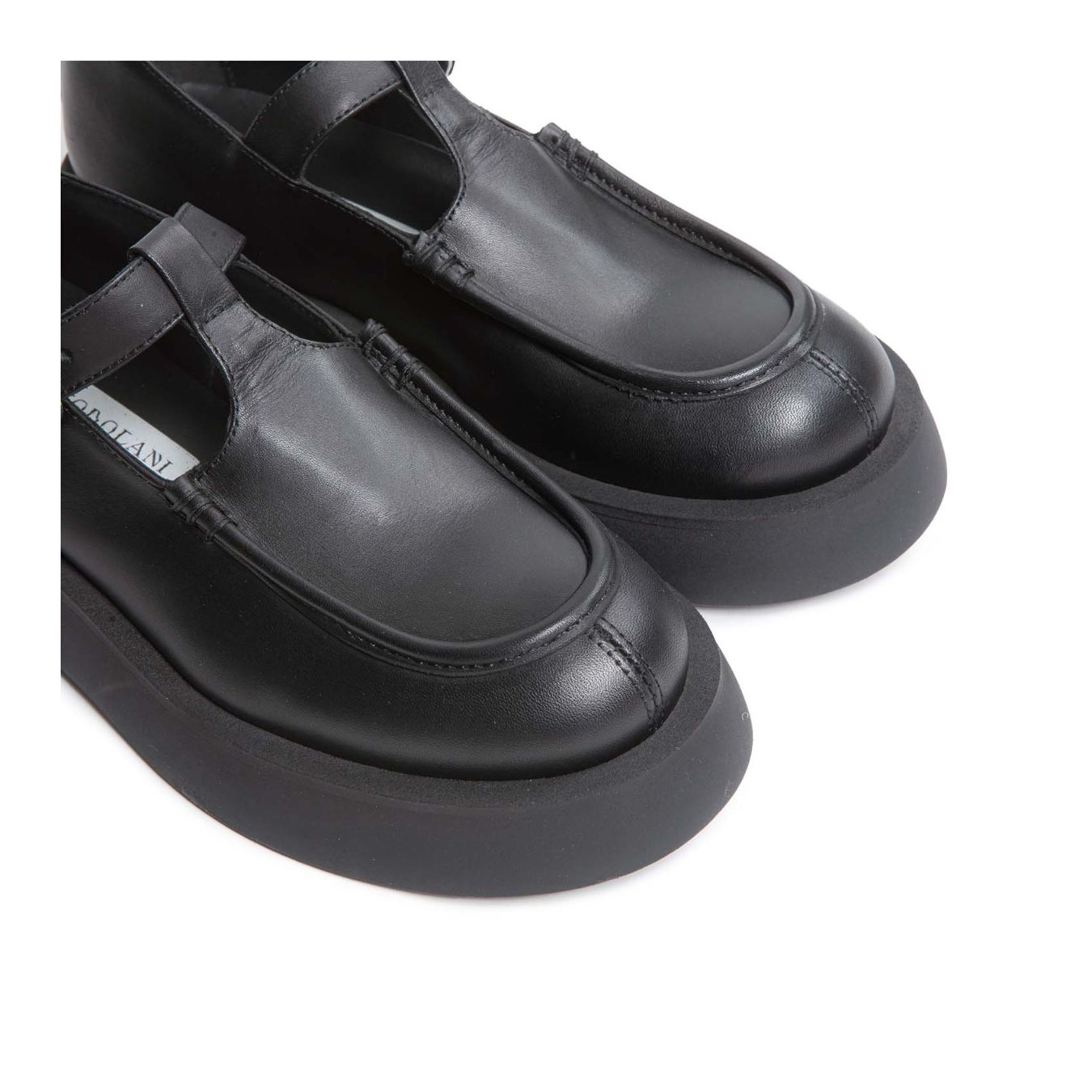 bebe platform in pelle nera  enresto dolani stringate donna