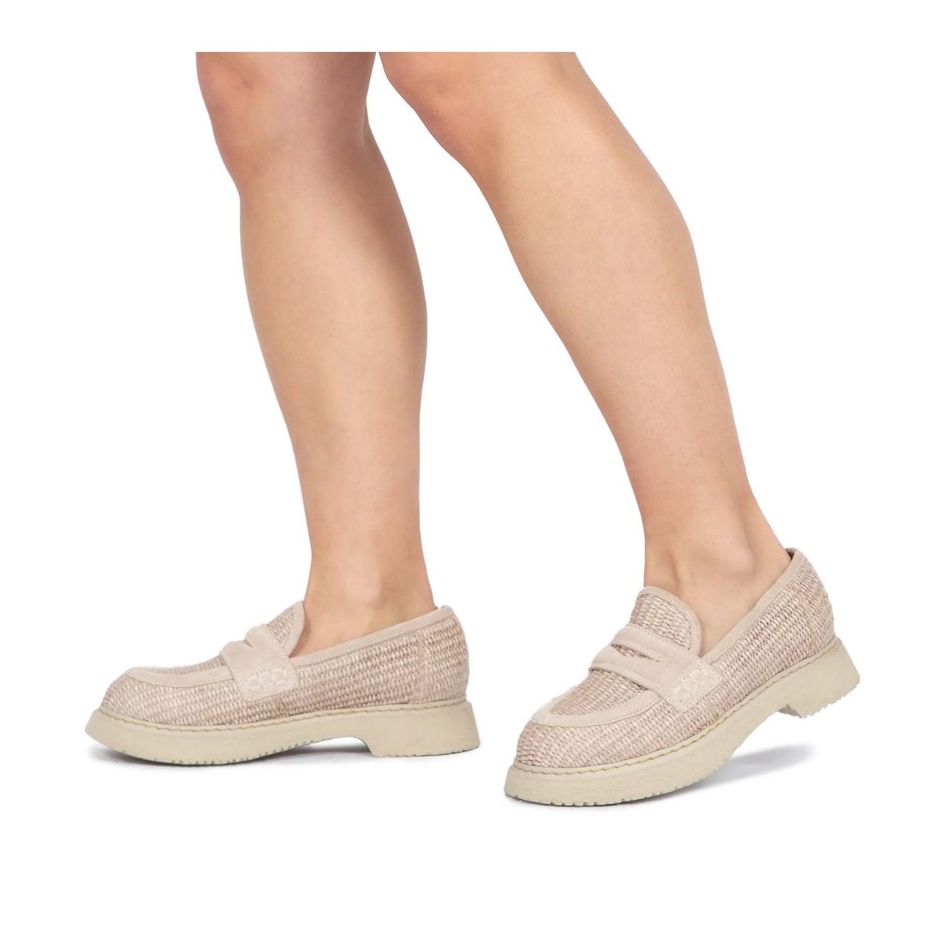 Laura Bellariva Mocassino Tessuto Raffia Beige
