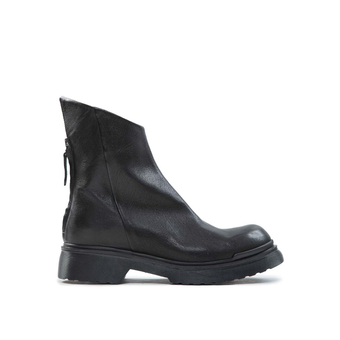 biker asimmetrico in pelle nera 