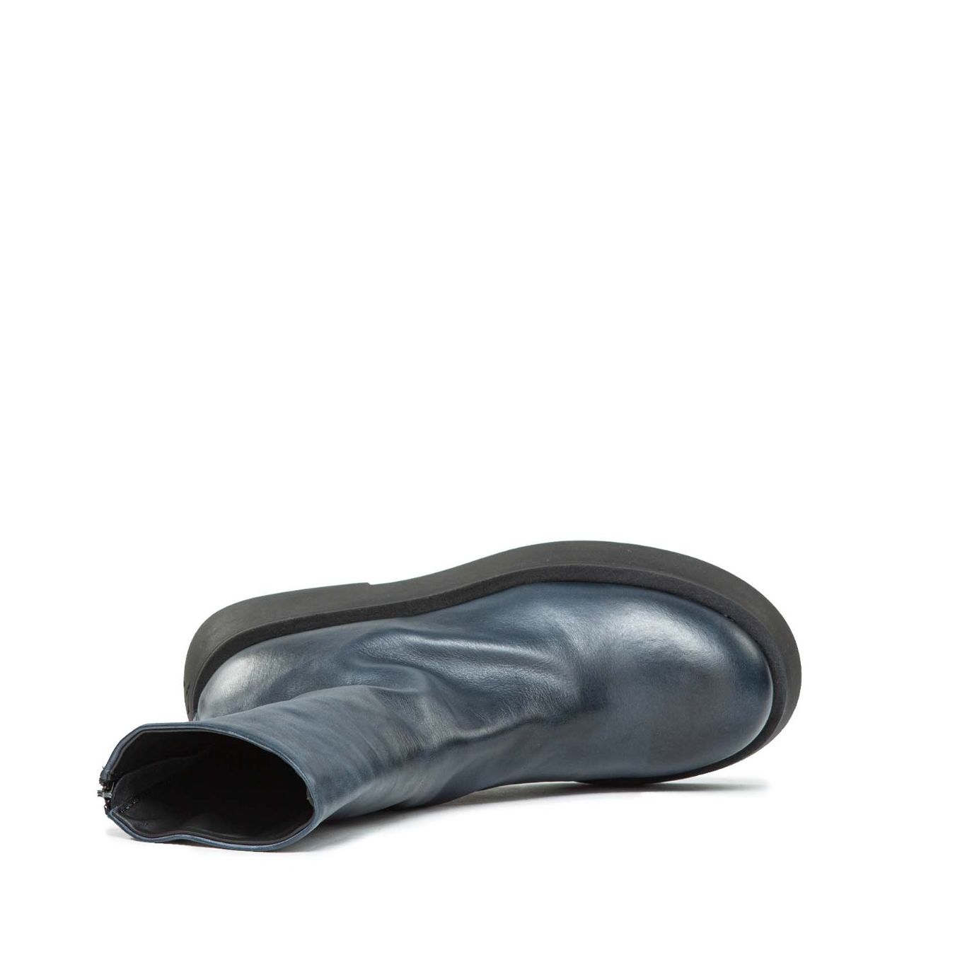 biker con cerniera posteriore in pelle blu