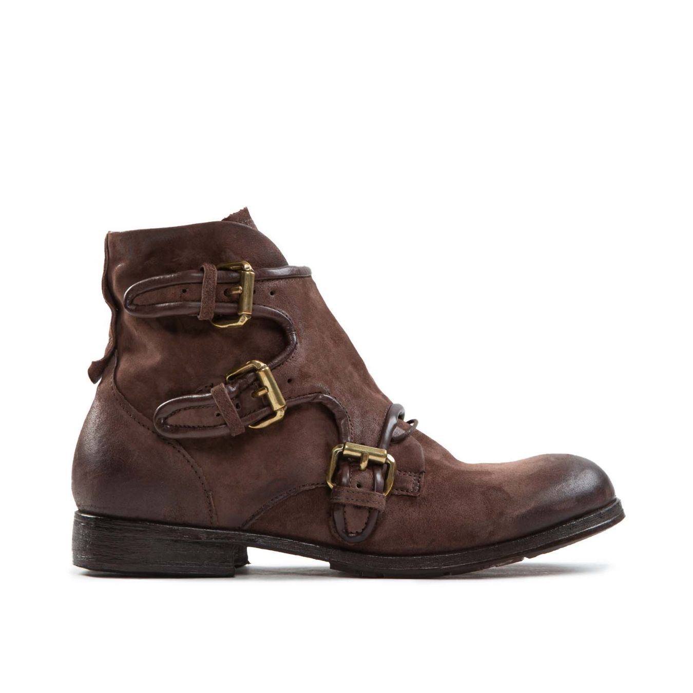 biker CLASH con fibbie in pelle ebano 