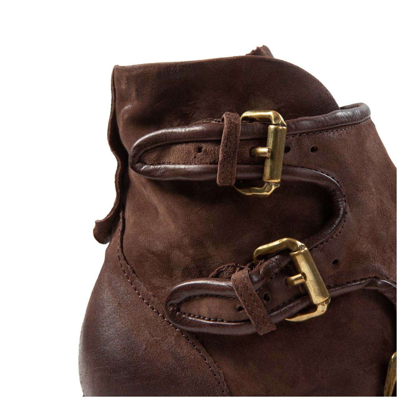 biker CLASH con fibbie in pelle ebano marrone
