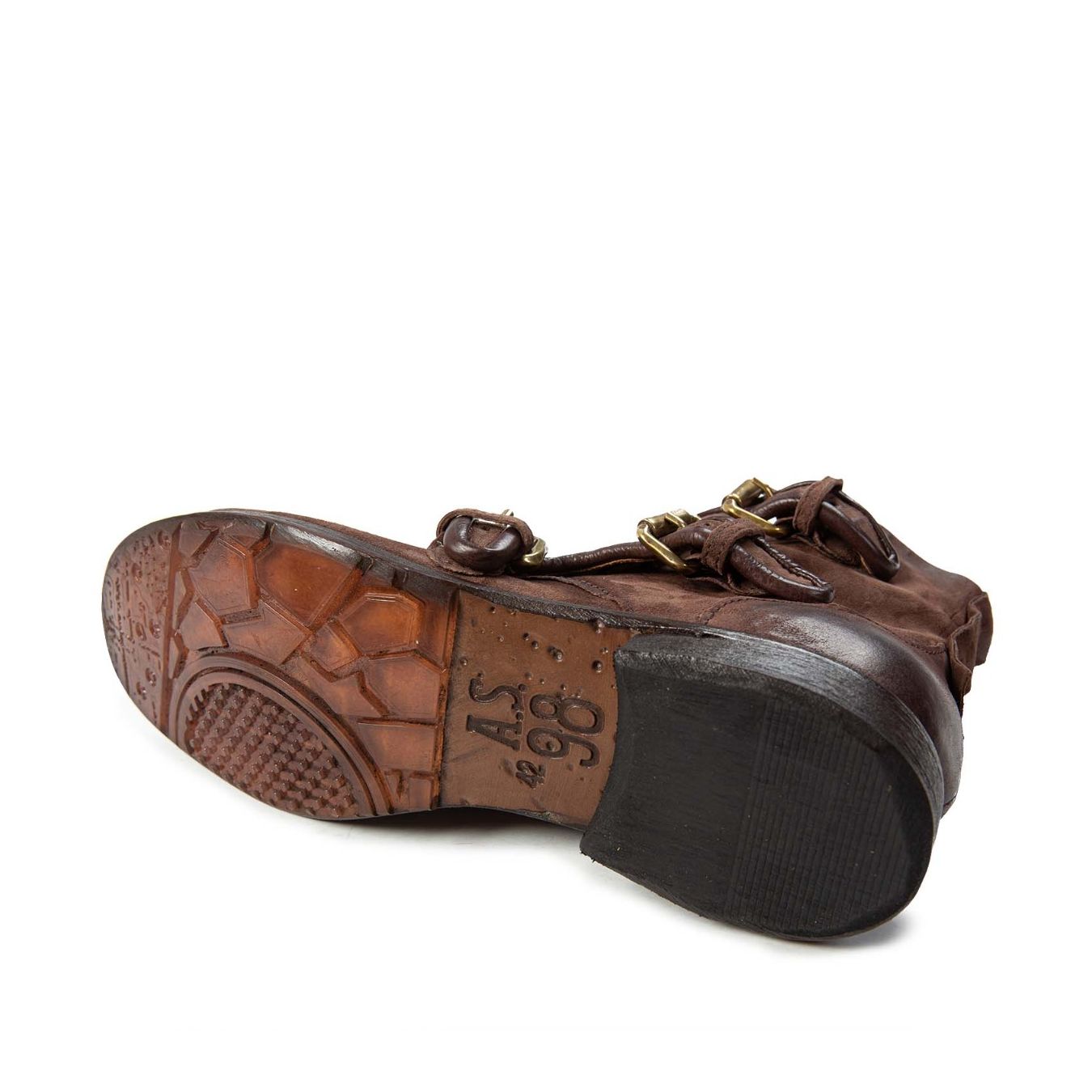 biker CLASH con fibbie in pelle ebano  suola