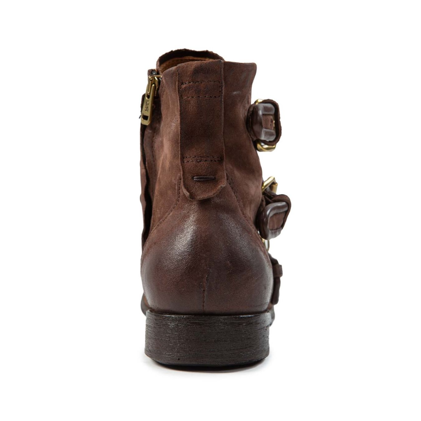 biker CLASH con fibbie in pelle ebano dietro