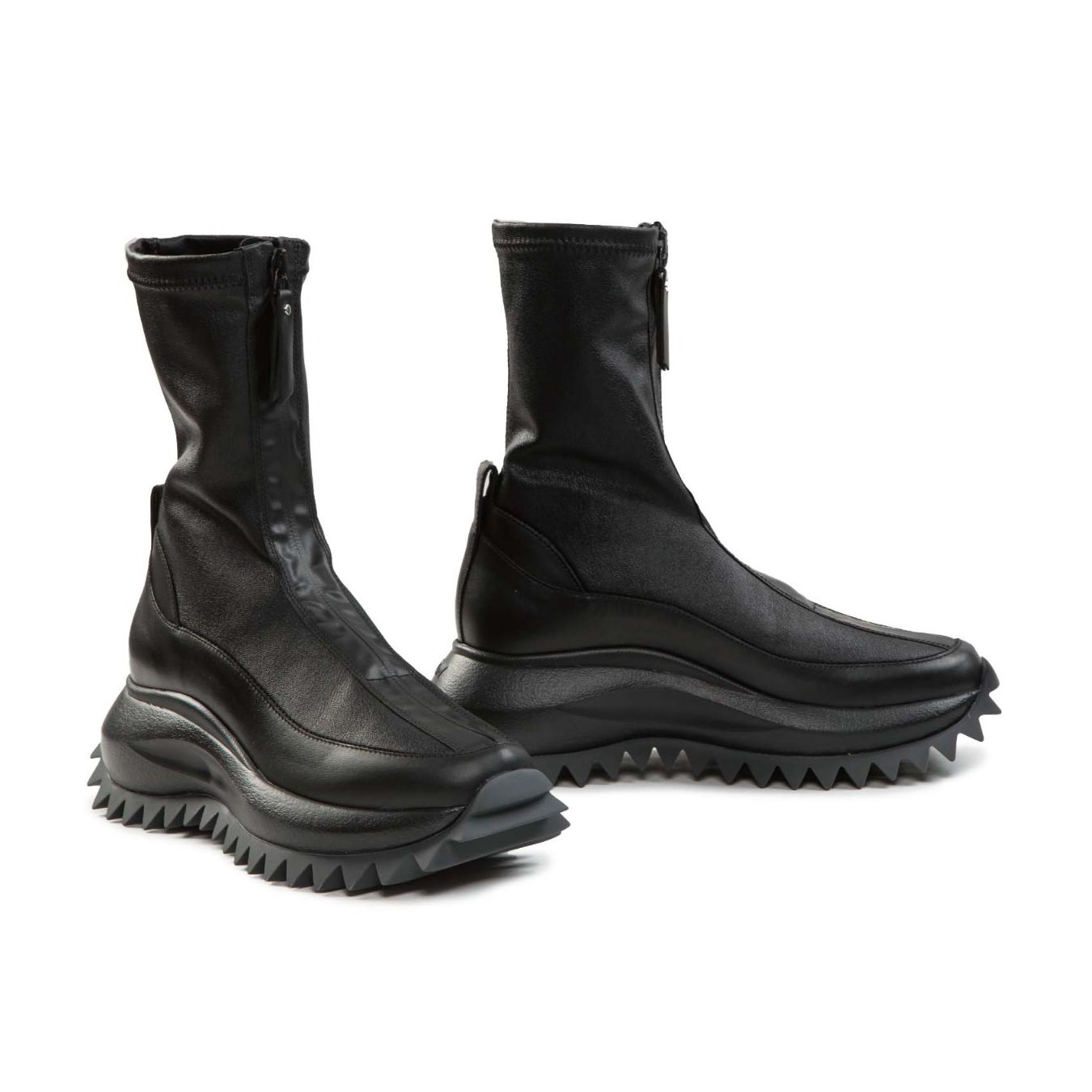 biker con cerniera frontale in pelle nera  lato