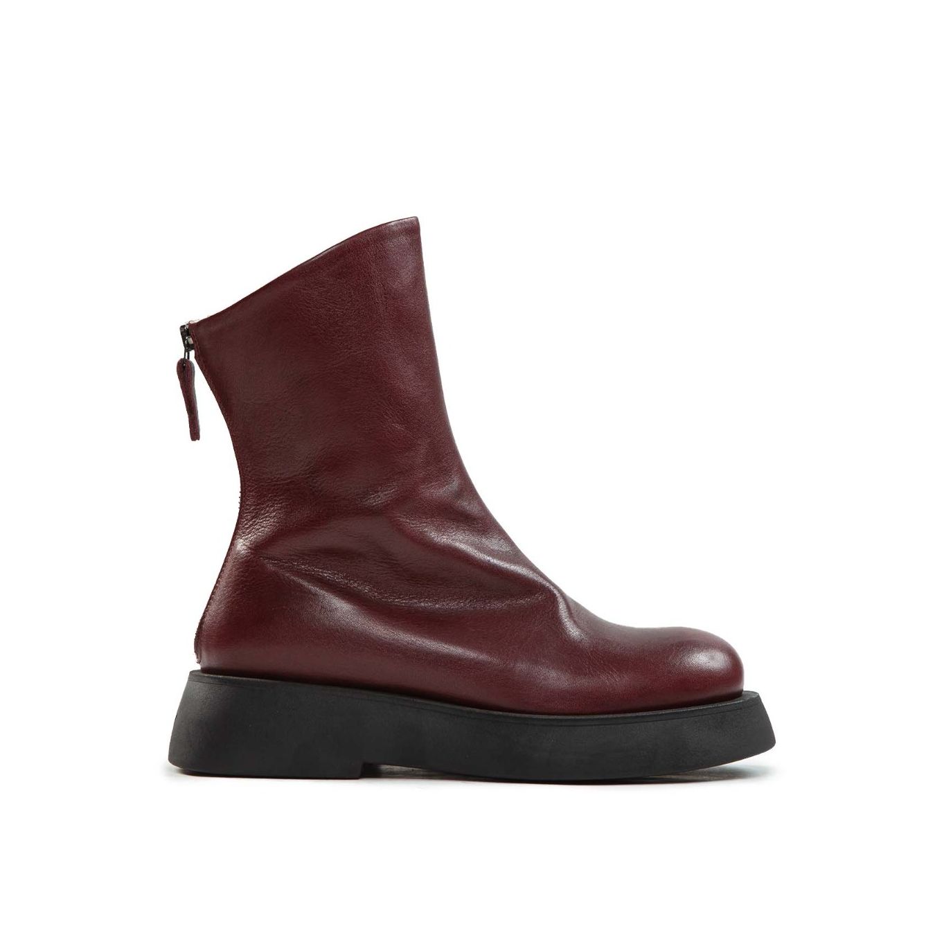 biker con cerniera posteriore in pelle bordeaux 