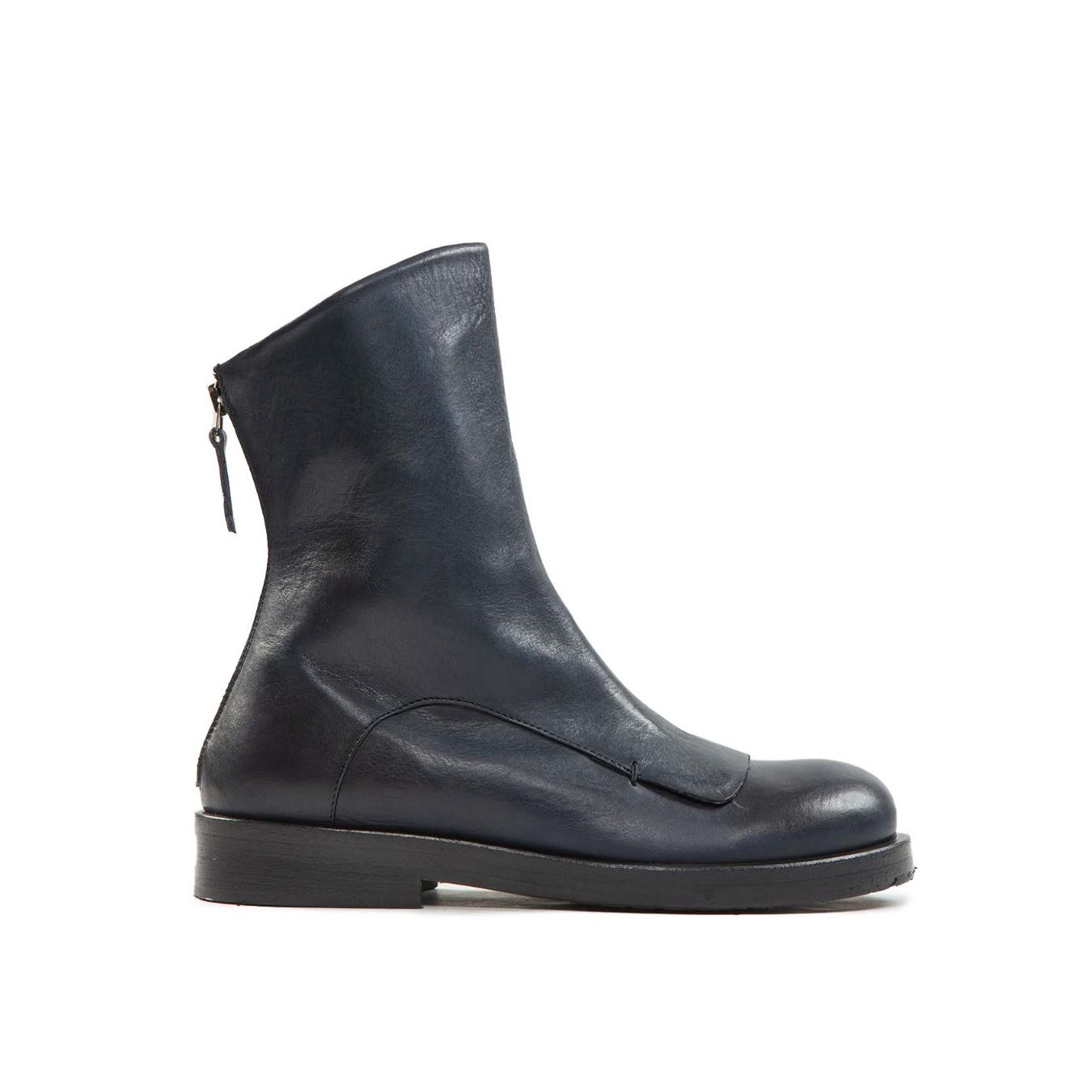 biker con ghetta in pelle blu 
